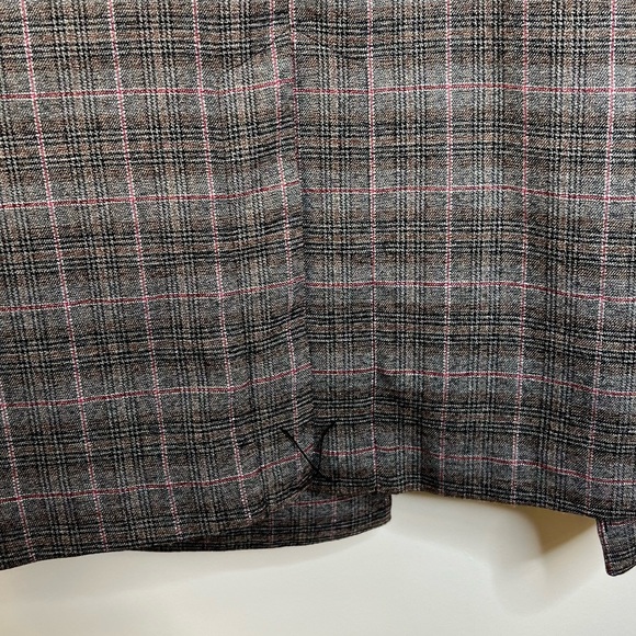 NWOT Jennifer Lopez Gray Plaid Belted Wrap Tie Waist Trench Coat Red Small - Picture 8 of 12